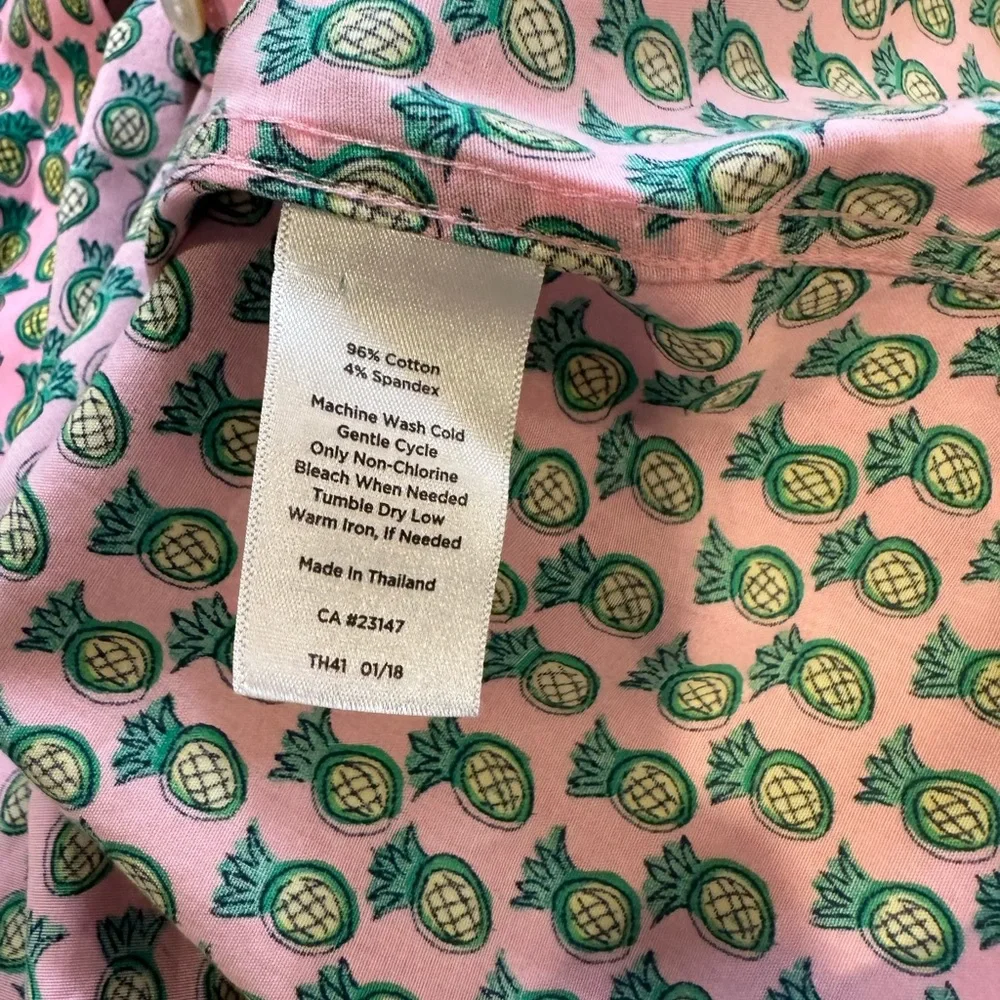 Talbots women’s pink Pineapple pint Scallop sleeve soreness Blouse plus sz 16W - Picture 6 of 8